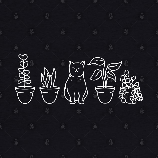 Minimalist cat and plant by Tebscooler